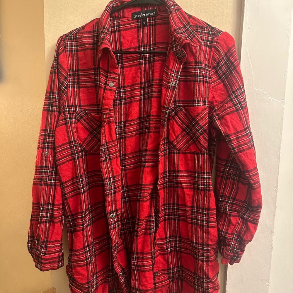 Derek Heart Red and Black Plaid Shirt